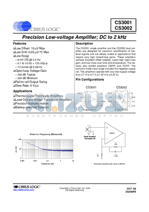 CS3001-IS datasheet - Precision Low-voltage Amplifier; DC to 2 kHz