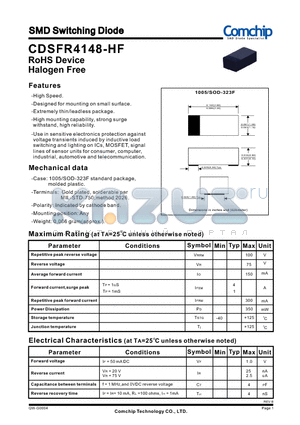 CDSFR4148-HF datasheet - SMD Switching Diode