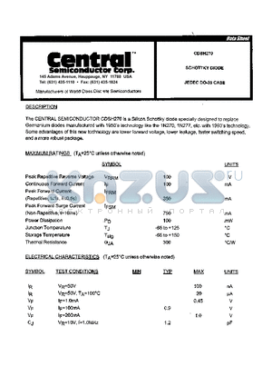 CDSH27 datasheet - SCHOTTKY DIODE