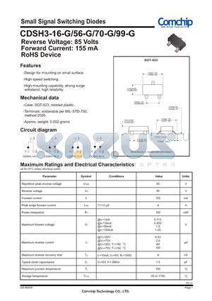 CDSH3-16-G datasheet - Small Signal Switching Diodes