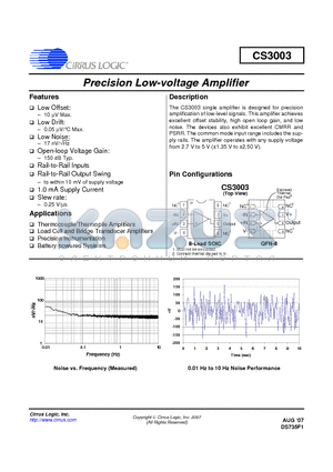 CS3003 datasheet - Precision Low-voltage Amplifier