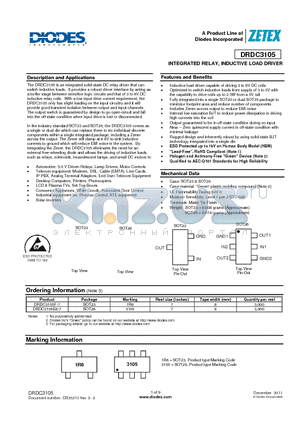 DRDC3105 datasheet - INTEGRATED RELAY, INDUCTIVE LOAD DRIVER
