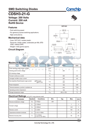 CDSH3-21-G datasheet - Small Signal Switching Diodes