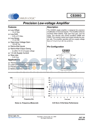 CS3003_0910 datasheet - Precision Low-voltage Amplifier