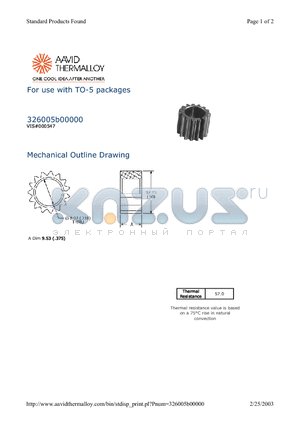 326005B00000 datasheet - For use with TO-5 packages