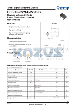 CDSH3-222N-G datasheet - Small Signal Switching Diodes