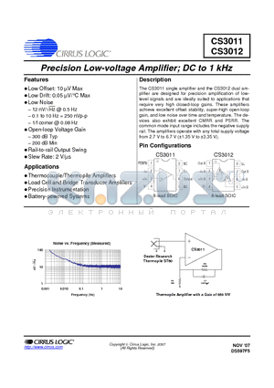 CS3011_07 datasheet - Precision Low-voltage Amplifier; DC to 1 kHz