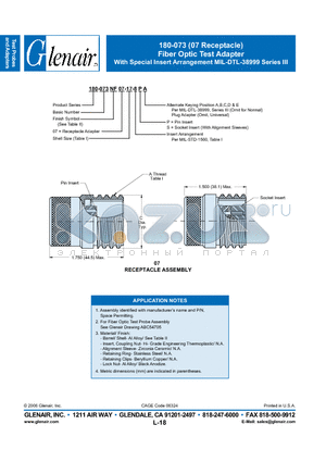 180-073B07-11-2-89 datasheet - Fiber Optic Test Adapter