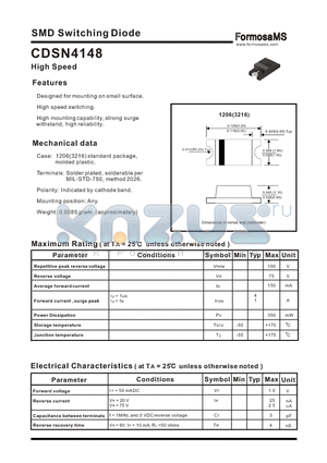 CDSN4148 datasheet - SMD Switching Diode - High Speed