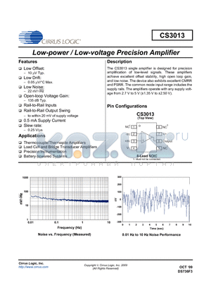 CS3013_09 datasheet - Low-power / Low-voltage Precision Amplifier