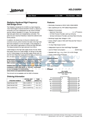 5962F9953601QXC datasheet - Radiation Hardened High Frequency Half Bridge Driver