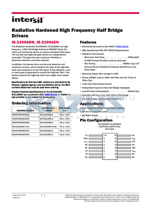 5962F9953602VXC datasheet - Radiation Hardened High Frequency Half Bridge Drivers