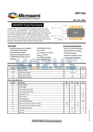 DRF1300 datasheet - MOSFET Push-Pull Hybrid