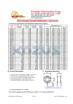 3261I10 datasheet - Hi-Current Toroid Inductors