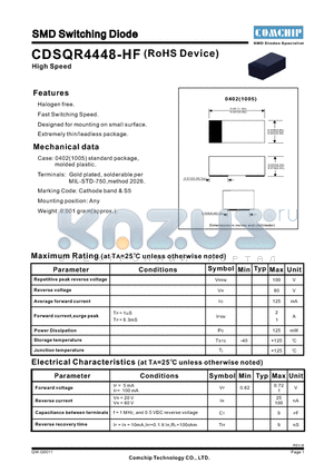 CDSQR4448-HF datasheet - SMD Switching Diode