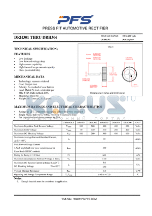 DRH302 datasheet - PRESS FIT AUTOMOTIVE RECTIFIER