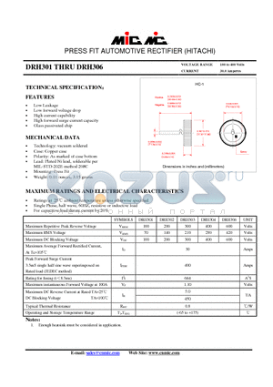 DRH303 datasheet - PRESS FIT AUTOMOTIVE RECTIFIER (HITACHI)