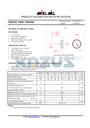 DRH301 datasheet - PRESS FIT AUTOMOTIVE RECTIFIER (HITACHI)