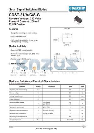 CDST-21-G datasheet - Small Signal Switching Diodes