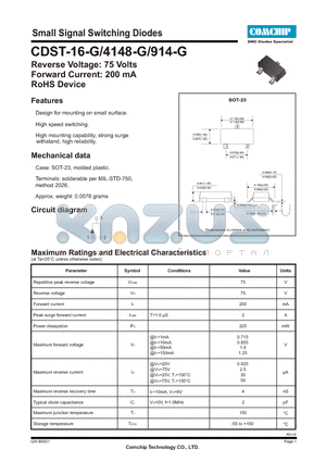 CDST-4148-G datasheet - Small Signal Switching Diodes