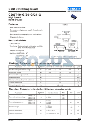 CDST19-G datasheet - SMD Switching Diode