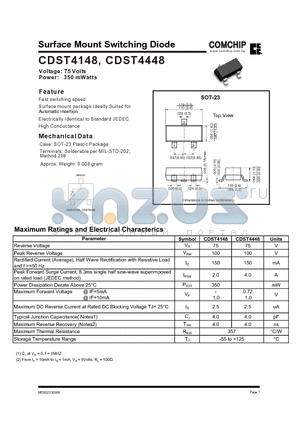 CDST4148 datasheet - Surface Mount Switching Diode