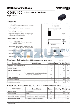 CDSU400 datasheet - SMD Switching Diode