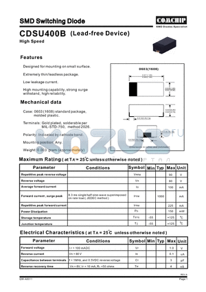 CDSU400B datasheet - SMD Switching Diode