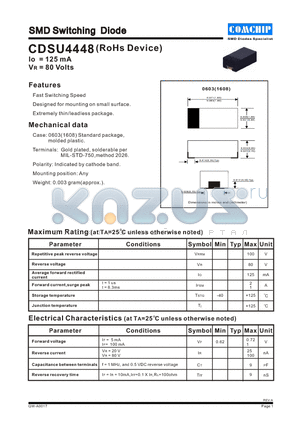 CDSU4448 datasheet - SMD Switching Diode