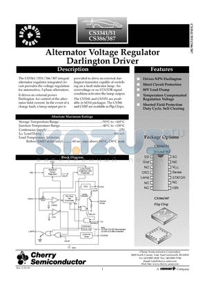 CS3341 datasheet - Alternator Voltage Regulator Darlington Driver