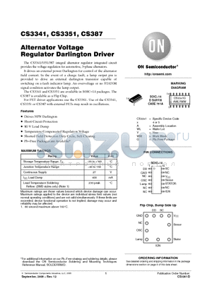 CS3341YDR14 datasheet - Alternator Voltage Regulator Darlington Driver