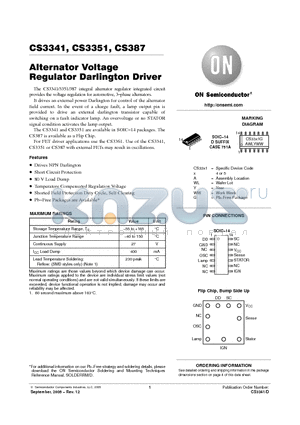 CS3341YDR14G datasheet - Alternator Voltage Regulator Darlington Driver