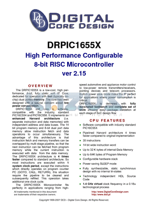 DRPIC1655X datasheet - High Performance Configurable 8-bit RISC Microcontroller