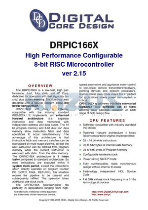 DRPIC166X datasheet - High Performance Configurable 8-bit RISC Microcontroller