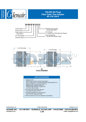 180-089NF06-11-8SA datasheet - Fiber Optic Test Adapter