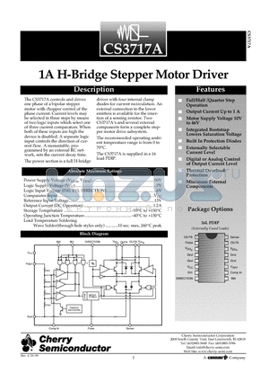 CS3717A datasheet - 1A H-Bridge Stepper Motor Driver