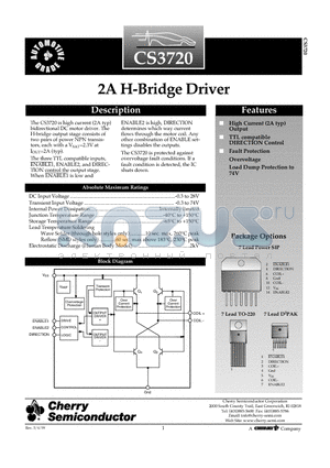 CS3720XTHA7 datasheet - 2A H-Bridge Driver