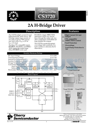 CS3720XT7 datasheet - 2A H-Bridge Driver