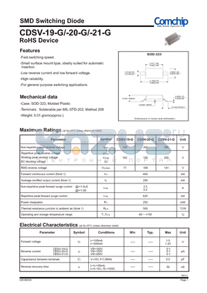 CDSV-19-G datasheet - SMD Switching Diode