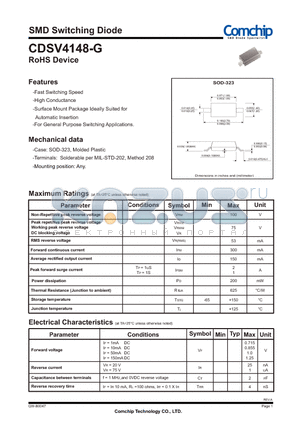 CDSV4148-G datasheet - SMD Switching Diode