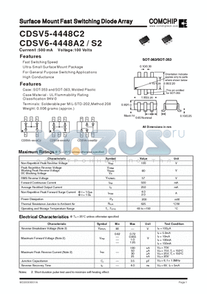 CDSV5-4448C2 datasheet - Surface Mount Fast Switching Diode Array