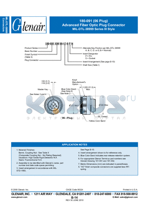 180-091M06-23 datasheet - Advanced Fiber Optic Plug Connector