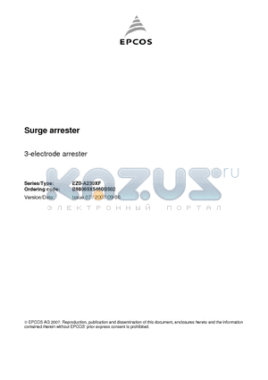 EZ0-A230XF datasheet - Surge arrester 3-electrode arrester