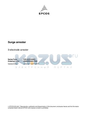 EZ0-A230XSMD datasheet - Surge arrester 3-electrode arrester