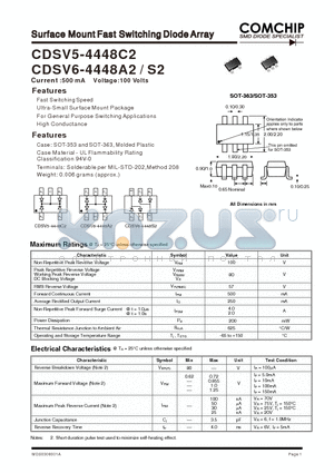 CDSV6-4448A2 datasheet - Surface Mount FAST Switching Diode ARRAY