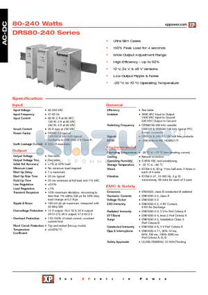 DRS120PS48 datasheet - AC-DC Power Supplies