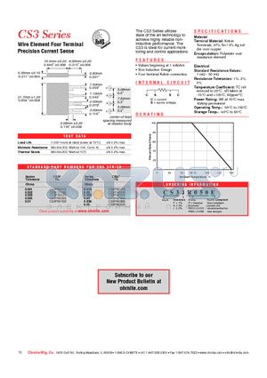 CS3FR050E datasheet - Wire Element Four Terminal Precision Current Sense