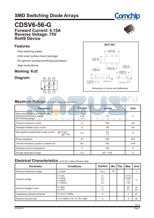 CDSV6-56-G datasheet - SMD Switching Diode Arrays