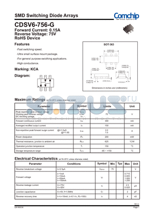 CDSV6-756-G datasheet - SMD Switching Diode Arrays
