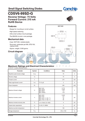 CDSV6-99SD-G datasheet - Small Signal Switching Diodes